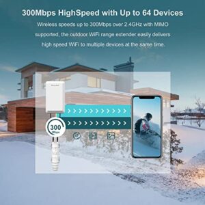 WAVLINK Outdoor Weatherproof WiFi Range Extender,N300 Long Range Wireless WiFi AP/Router/Repeater/WISP Mode with POE,Internet Signal Booster Amplifier, Point to Point WiFi Bridge for Home