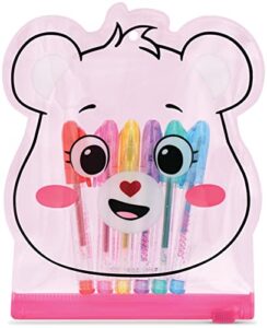 iscream care bears cheer bear mini gel pen set in shaped zipper case