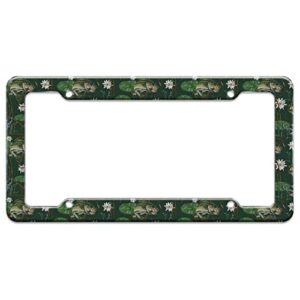 bass pond lilly pads fish fishing license plate tag frame