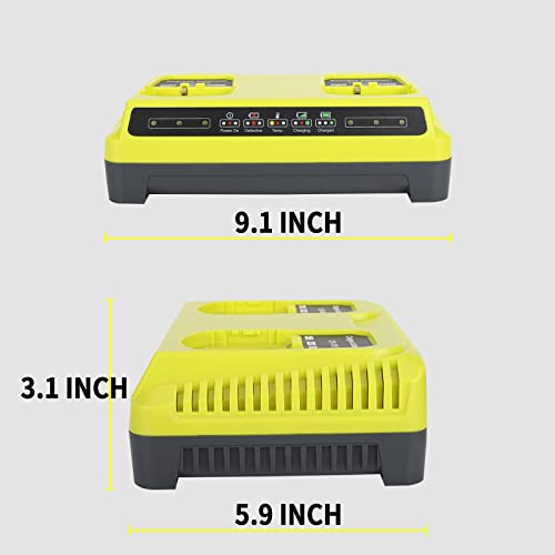 YEX-BUR 2 Ports P117 Dual Chemistry 18V ONE+ Battery Charger for Ryobi Fast Charger P117 P118 Compatible with Ryobi 18V 14.4V 12V Lithium NiCd NiMh Battery P100 P101 P102 P103 P105 P107 P108