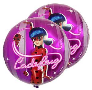 vision licensed 2 pcs miraculous ladybug large 20" foil balloons | new colorful design of helium balloon for miraculous birthday theme party
