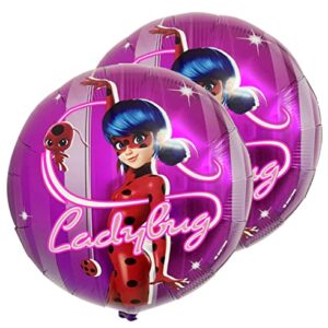 Vision Licensed 2 Pcs Miraculous Ladybug Large 20" Foil Balloons | New Colorful Design of Helium Balloon for Miraculous Birthday Theme Party