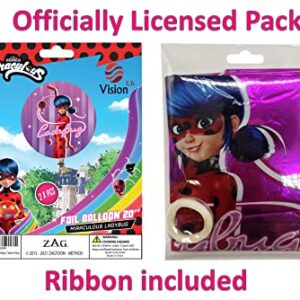 Vision Licensed 2 Pcs Miraculous Ladybug Large 20" Foil Balloons | New Colorful Design of Helium Balloon for Miraculous Birthday Theme Party