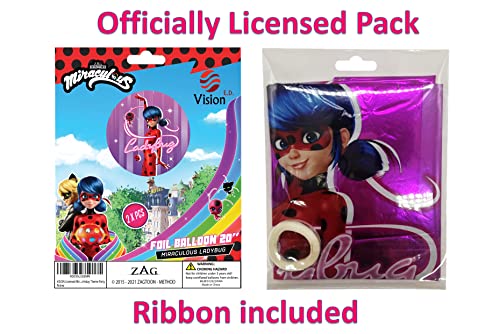 Vision Licensed 2 Pcs Miraculous Ladybug Large 20" Foil Balloons | New Colorful Design of Helium Balloon for Miraculous Birthday Theme Party