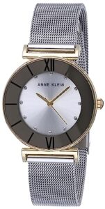 anne klein women's glitter accented mesh bracelet watch