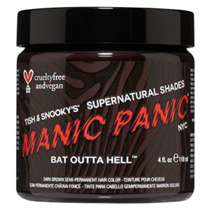 manic panic bat outta hell dark brown hair dye - supernatural - semi permanent dark espresso brown hair color for women and men - vegan, ppd & ammonia free (4oz)