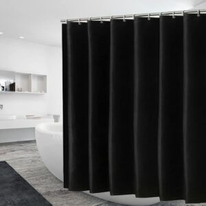 finebat shower curtain liner 72 x 72, non-toxic odor free plastic waterproof 4g lightweight shower liner for bathroom, with grommets holes and 3 heavy duty magnetic weights (black)
