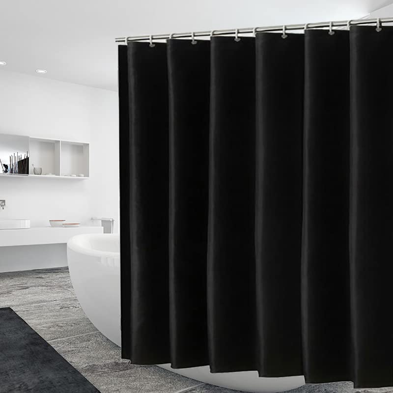 FINEBAT Shower Curtain Liner 72 x 72, Non-Toxic Odor Free Plastic Waterproof 4G Lightweight Shower Liner for Bathroom, with Grommets Holes and 3 Heavy Duty Magnetic Weights (Black)