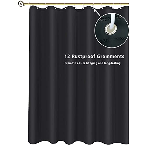 FINEBAT Shower Curtain Liner 72 x 72, Non-Toxic Odor Free Plastic Waterproof 4G Lightweight Shower Liner for Bathroom, with Grommets Holes and 3 Heavy Duty Magnetic Weights (Black)