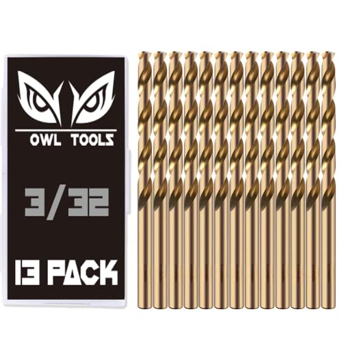 Owl Tools 3/32" Inch Cobalt Drill Bits - 13 Pack of M35 Cobalt Drill Bits with Storage Case - Perfect Drill Bits for Metal, Hardened & Stainless Steel, Cast Iron, and More!