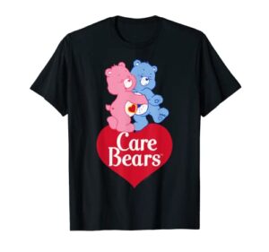 care bears grumpy & love-a-lot bear hugging heart logo t-shirt