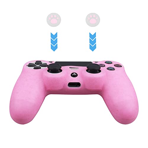 RALAN Controller Skin for PS4 Glitter Anti-Slip Silicone Cover Protector Compatible with PS4 Slim/PS4 Pro Wireless/Wired Gamepad Controller with 4 Cat Paw Thumb Grip Caps & Black Pro Thumb Grip x 8.