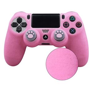 RALAN Controller Skin for PS4 Glitter Anti-Slip Silicone Cover Protector Compatible with PS4 Slim/PS4 Pro Wireless/Wired Gamepad Controller with 4 Cat Paw Thumb Grip Caps & Black Pro Thumb Grip x 8.