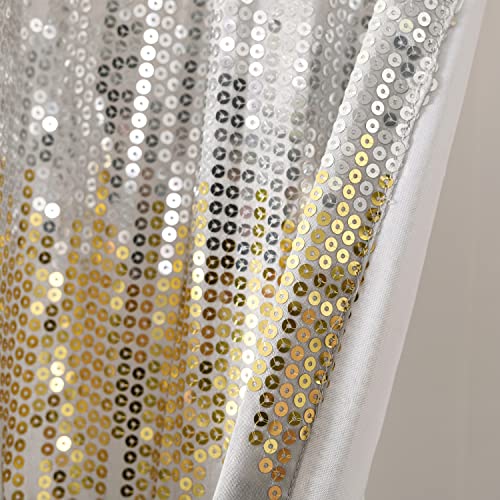 Lush Decor Night Sky Sequin Window Valance, 18"L x 52"W, Yellow & Gray