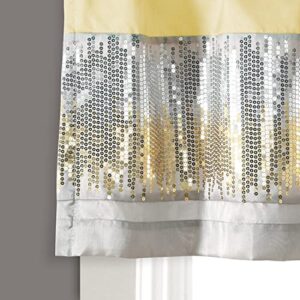 Lush Decor Night Sky Sequin Window Valance, 18"L x 52"W, Yellow & Gray