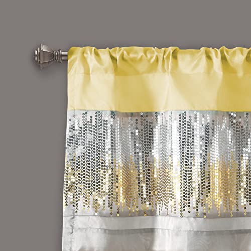 Lush Decor Night Sky Sequin Window Valance, 18"L x 52"W, Yellow & Gray