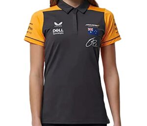 mclaren f1 women's 2022 daniel ricciardo team drivers polo shirt (l, dark grey)