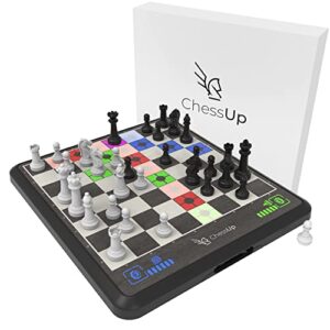 bryght labs - chessup - electronic chess board - built-in chess engine and instructor - with chess set touchsense pieces - features wireless play and companion app