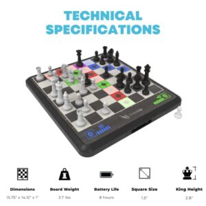 Bryght Labs - ChessUp - Electronic Chess Board - Built-in Chess Engine and Instructor - with Chess Set TouchSense Pieces - Features Wireless Play and Companion App