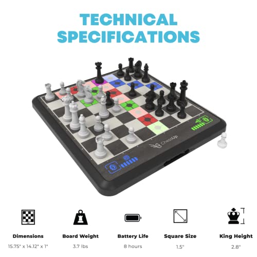 Bryght Labs - ChessUp - Electronic Chess Board - Built-in Chess Engine and Instructor - with Chess Set TouchSense Pieces - Features Wireless Play and Companion App