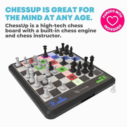 Bryght Labs - ChessUp - Electronic Chess Board - Built-in Chess Engine and Instructor - with Chess Set TouchSense Pieces - Features Wireless Play and Companion App