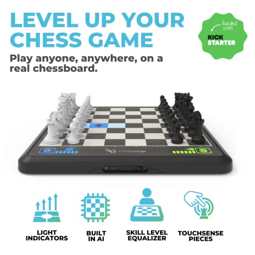 Bryght Labs - ChessUp - Electronic Chess Board - Built-in Chess Engine and Instructor - with Chess Set TouchSense Pieces - Features Wireless Play and Companion App