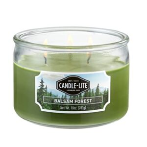 candle-lite everyday scented balsam forest 3-wick jar candle, 10 oz, green