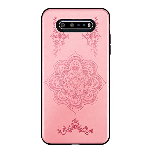 Asuwish Compatible with LG V60 ThinQ V60ThinQ 5G G9 Thin Q Case and Tempered Glass Screen Protector Thin Slim Soft TPU Flower Leather Cell Phone Cover for LGV60 V 60 60ThinQ 60V Women Rose Gold