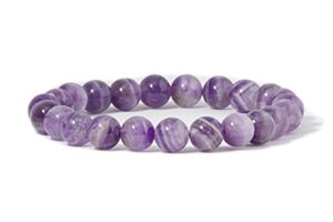 cherry tree collection - small, medium, large sizes - gemstone beaded bracelets for women, men, and teens - 8mm round beads (dogtooth amethyst - medium)