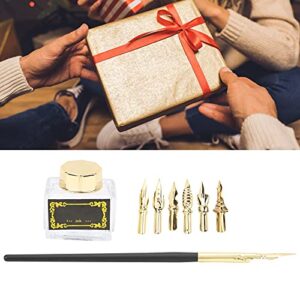 Shanrya Dip Pen Set, Calligraphy Pen Set Dip Pen Suit Handshake Dip Pen Suit for Teacher for Elders(SP124gold gold)