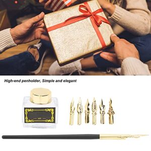 Shanrya Dip Pen Set, Calligraphy Pen Set Dip Pen Suit Handshake Dip Pen Suit for Teacher for Elders(SP124gold gold)