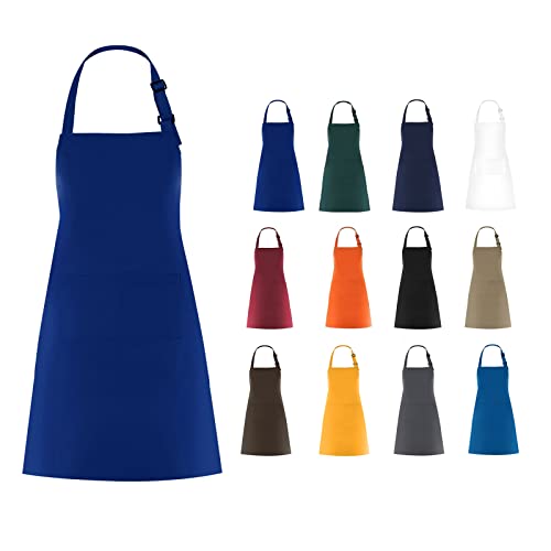 WOPOKY Cotton Blend Waterproof Apron With 2 Pockets for Women Men - Cooking Kitchen Chef Arpon BBQ Work Painting - (1 Pack)