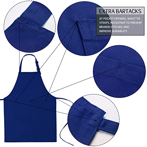 WOPOKY Cotton Blend Waterproof Apron With 2 Pockets for Women Men - Cooking Kitchen Chef Arpon BBQ Work Painting - (1 Pack)