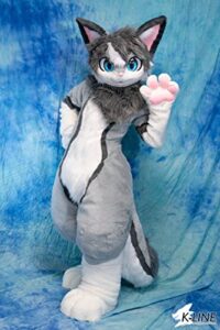 furrywu studio japan kemono kawaii grey cat fursuit teen costumes caribou full furry suit fursona kigurumi digitigrade anime custom note pls