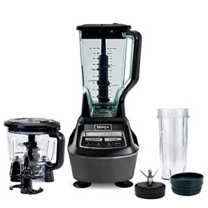 ninja bl770amz mega kitchen system, 72 oz. pitcher, 8-cup food processor, 16 oz. single serve cup, 1500-watt, black (renewed)