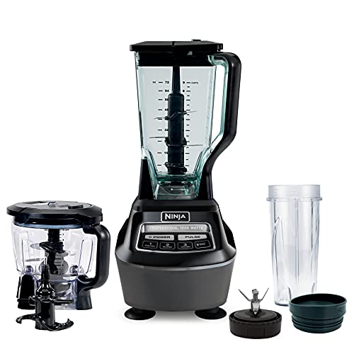 Ninja BL770AMZ Mega Kitchen System, 72 oz. Pitcher, 8-Cup Food Processor, 16 oz. Single Serve Cup, 1500-Watt, Black (Renewed)