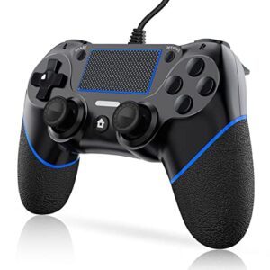 cicilogic wired ps-4 controller for pc/play-station 4/pro/slim and windows 10/8/7, for ps-4 wired controller with double vibration shock and motion motors, professional usb wired ps4 controller