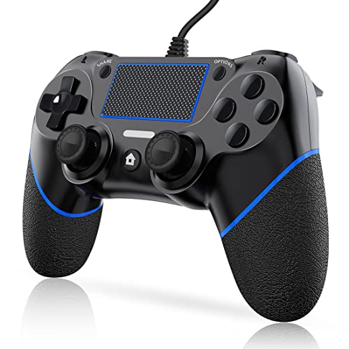 cicilogic Wired PS-4 Controller for PC/Play-Station 4/Pro/Slim and Windows 10/8/7, For PS-4 Wired Controller with Double Vibration Shock and Motion Motors, Professional USB Wired PS4 Controller