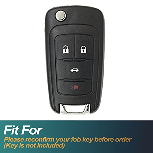 FEYOUN Key Fob Cover Compatible with Buick Encore Chevy Chevrolet Camaro Equinox Impala Sonic Trax GMC Terrain Flip 4 Buttons TPU Remote Keyless Key Fob Case Protection Shell Accessories, White