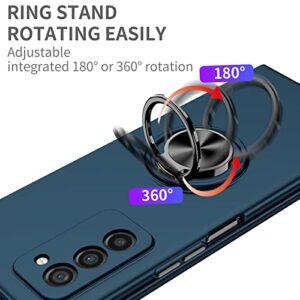 SHIEID Samsung Z Fold 2 Case, Galaxy Z Fold 2 Case with Ring, Impact Resistant Bumper, 360° Rotating Metal Ring Holder Drop Protective Cover Phone Case for Galaxy Z Fold 2 5G, Navy Blue