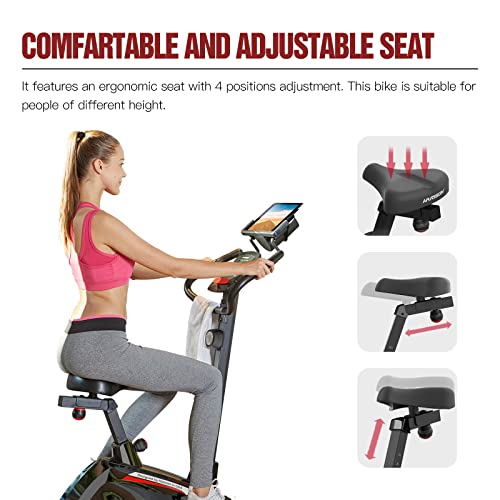 HARISON Exercise bike Stationary with 2 in 1 Table Holder, Magnetic Upright Bike Indoor Cycling Bike for Home 350 lbs Capacity (Noraml Seat)