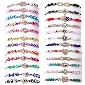 24/12 pcs evil eye bracelets mexican hamsa bracelet set protection mal de ojo gold anklets jewelry gift for women girls boys