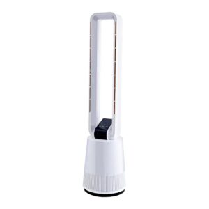 healsmart 38 inch bladeless fan, 3 speeds & 15 hours timer tower fan, with remote control, air circulator fan for room, white