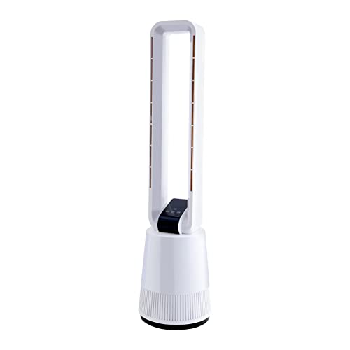 HealSmart 38 inch Bladeless Fan, 3 Speeds & 15 Hours Timer Tower Fan, with Remote Control, Air Circulator Fan for Room, White