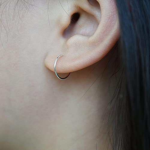 Sterling Silver Small Huggie Hoop Earrings for Women Girls, Hypoallergenic Tiny Thin Silver Hoops