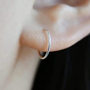 Sterling Silver Small Huggie Hoop Earrings for Women Girls, Hypoallergenic Tiny Thin Silver Hoops