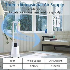 HealSmart 38 inch Bladeless Fan, 3 Speeds & 15 Hours Timer Tower Fan, with Remote Control, Air Circulator Fan for Room, White