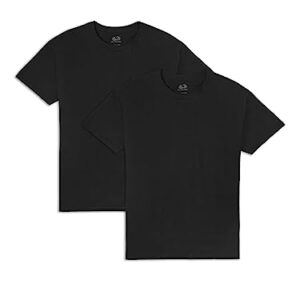 Fruit of the Loom Men's Eversoft Cotton T-Shirts (S-4XL), Crew-2 Pack-Black, 4X-Large