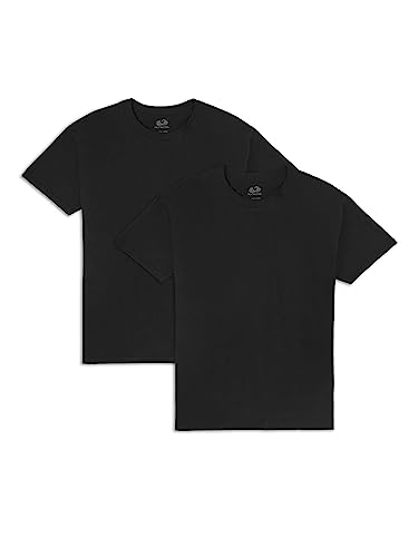 Fruit of the Loom Men's Eversoft Cotton T-Shirts (S-4XL), Crew-2 Pack-Black, 4X-Large