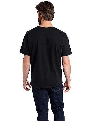 Fruit of the Loom Men's Eversoft Cotton T-Shirts (S-4XL), Crew-2 Pack-Black, 4X-Large